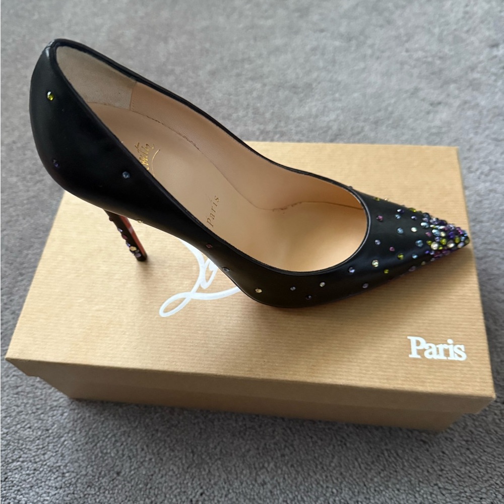 BRAND NEW IN BOX! Christian Louboutin Black Embellished Women's Heels - Picture 3 of 4